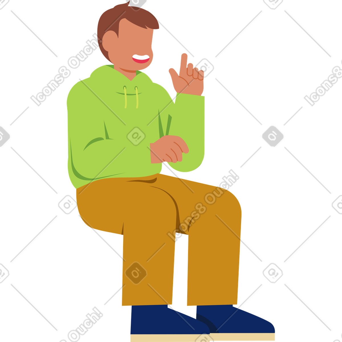 Mann drückt eine idee aus-Illustration im Catchy-Stil als Download in PNG, SVG