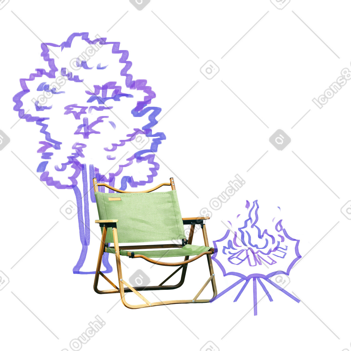 Outdoor camping, sitting by the fire illustration in Marker style download in PNG, SVG