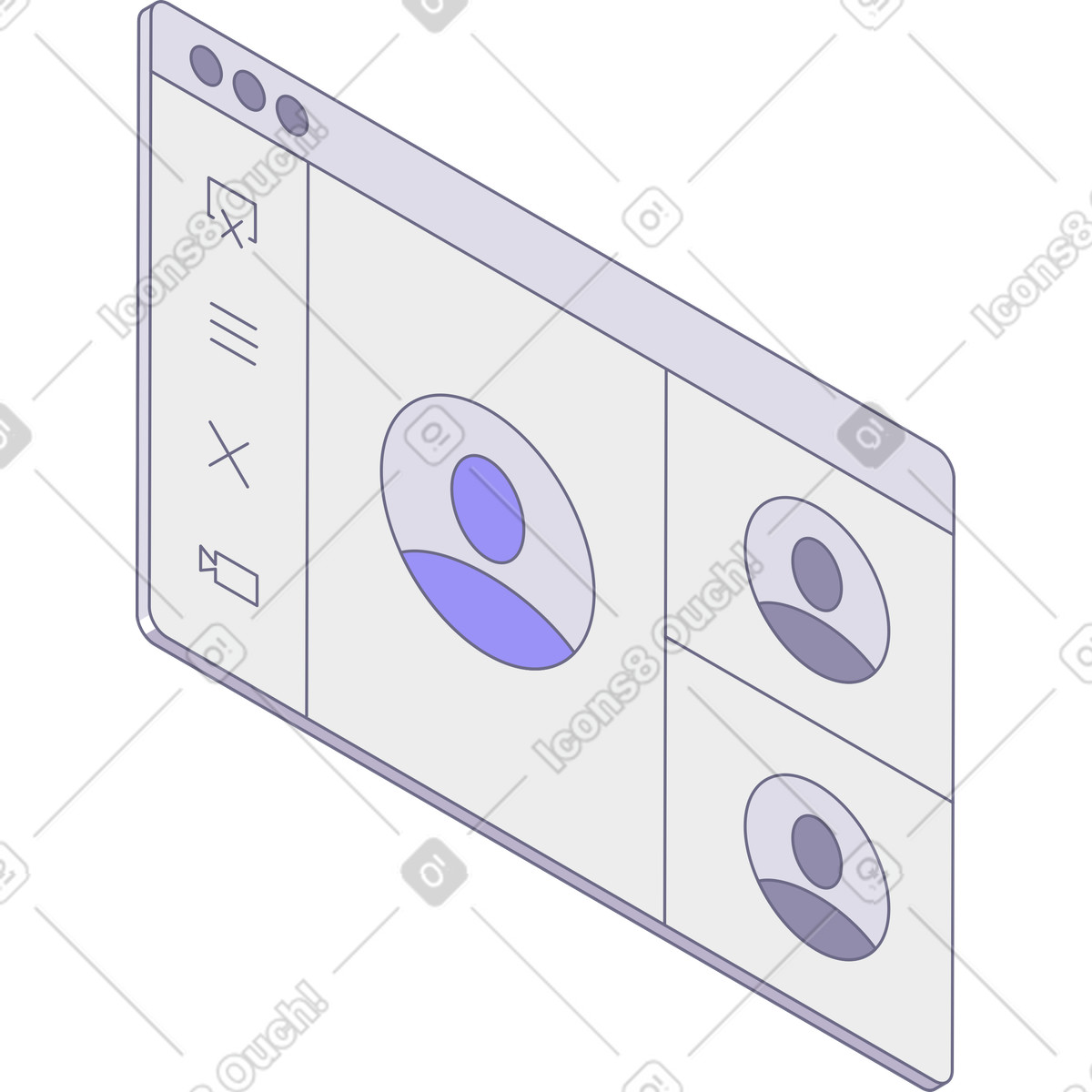 Video call screen illustration in Modul style download in PNG, SVG