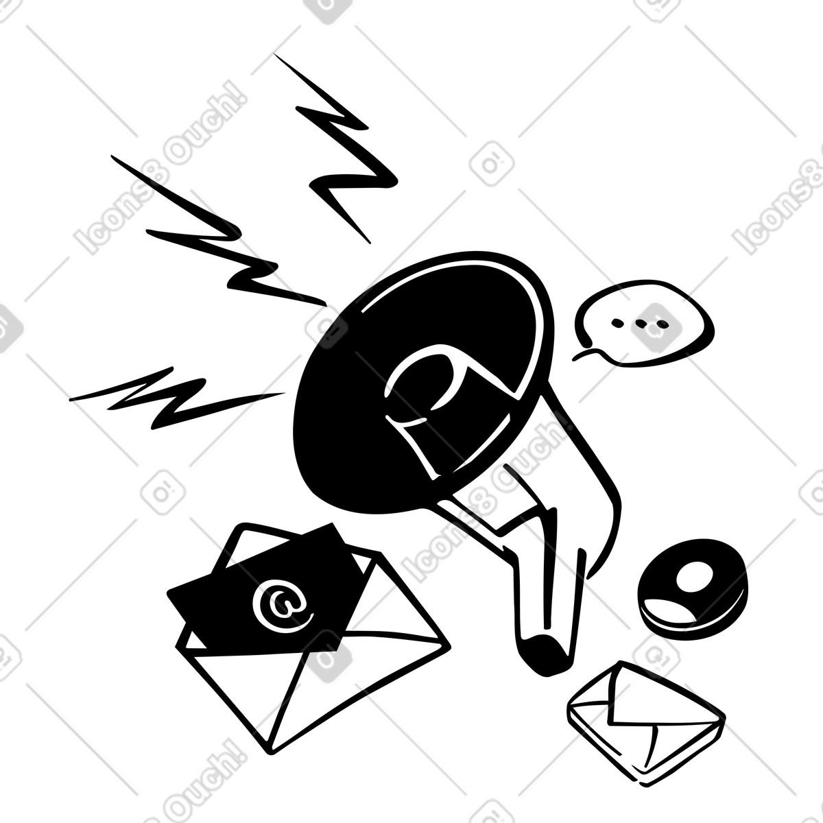 Megafono ed e-mail, email marketing e comunicazione con i clienti illustrazione in stile Line scarica in PNG, SVG