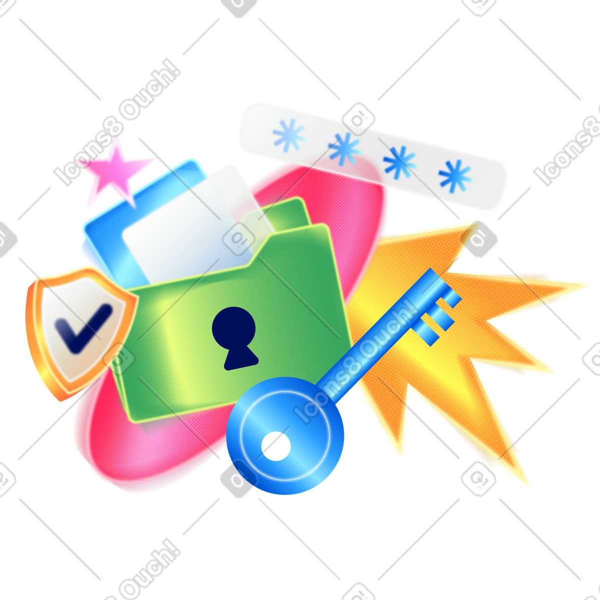 Data security and password protection for folder  illustration in PNG, SVG