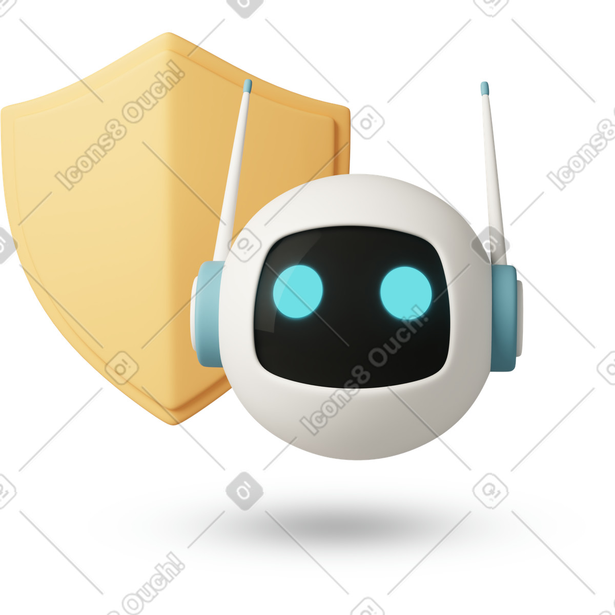Иллюстрация Small chatbot with shield в стиле 3D Casual life — скачать в форматах PNG, SVG