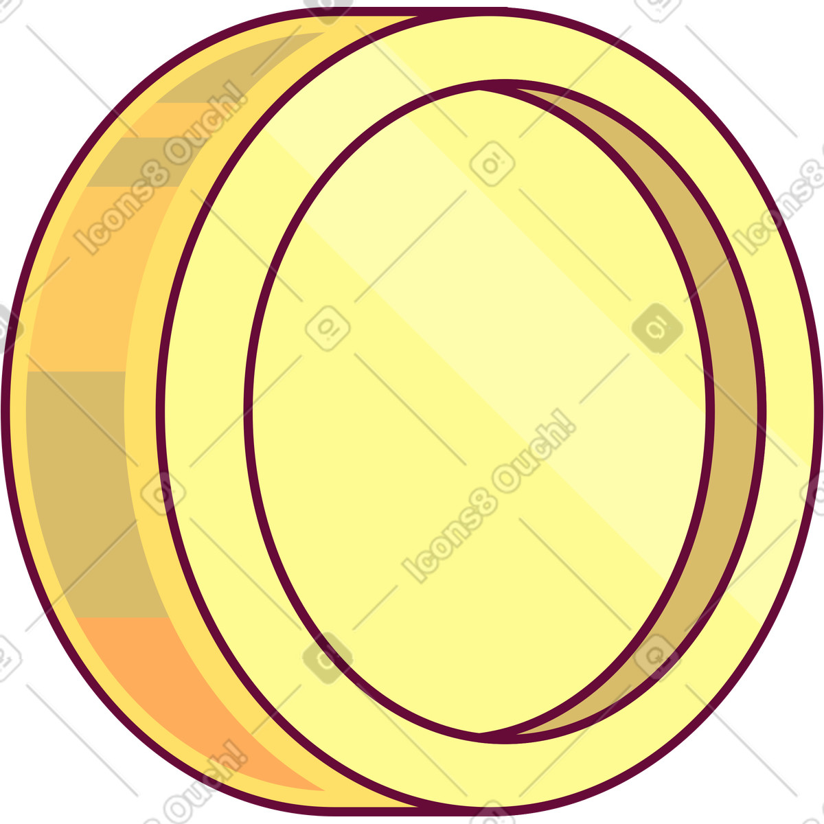 Handy 스타일의 Yellow round coin 일러스트레이션 PNG, SVG 다운로드