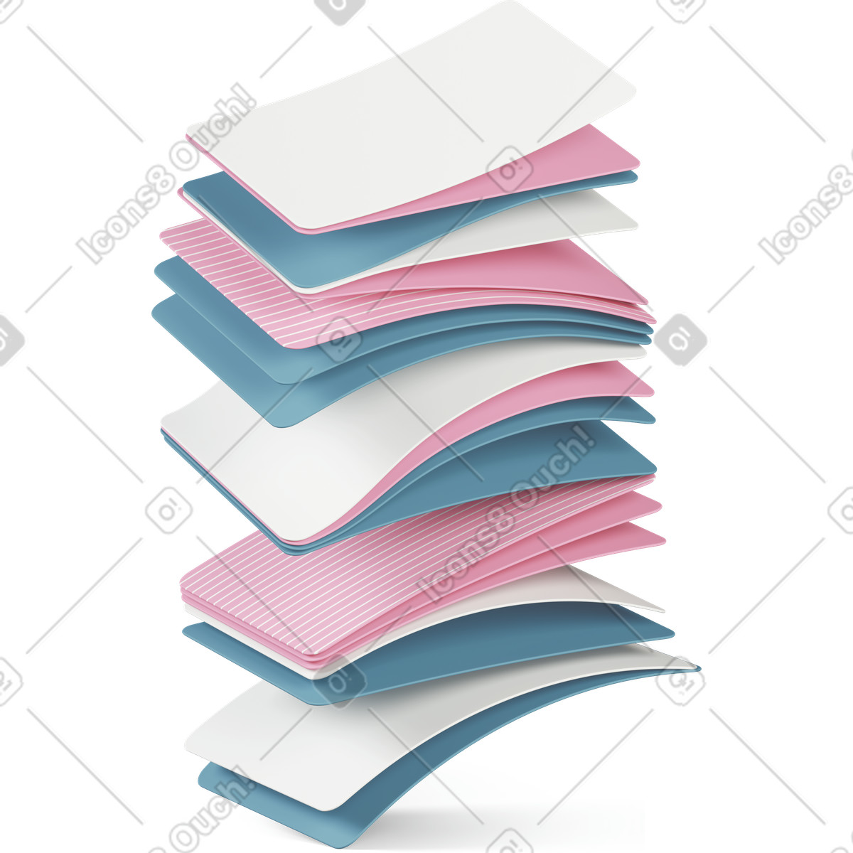 Stack of cards-Illustration im 3D Casual life-Stil als Download in PNG, SVG