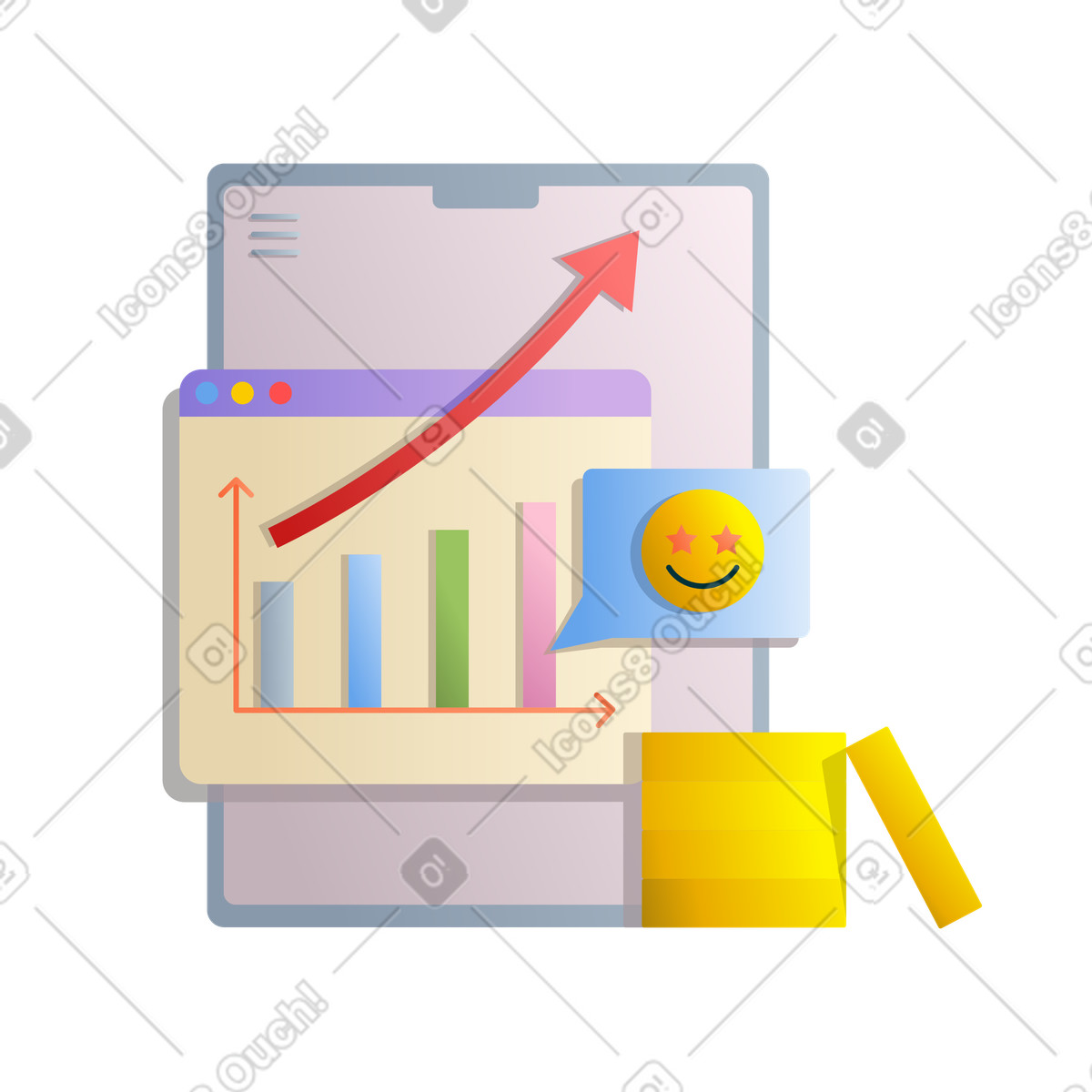 Finanzielles wachstum auf dem tablet-bildschirm-Illustration im Silky-Stil als Download in PNG, SVG