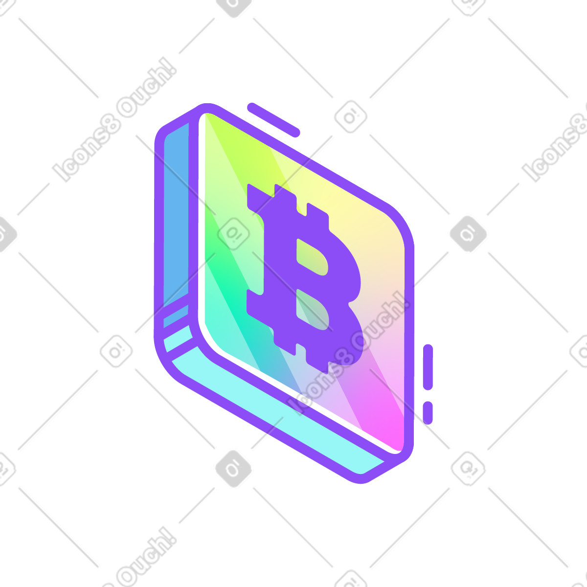 Bitcoin icon illustration in Holographic style download in PNG, SVG