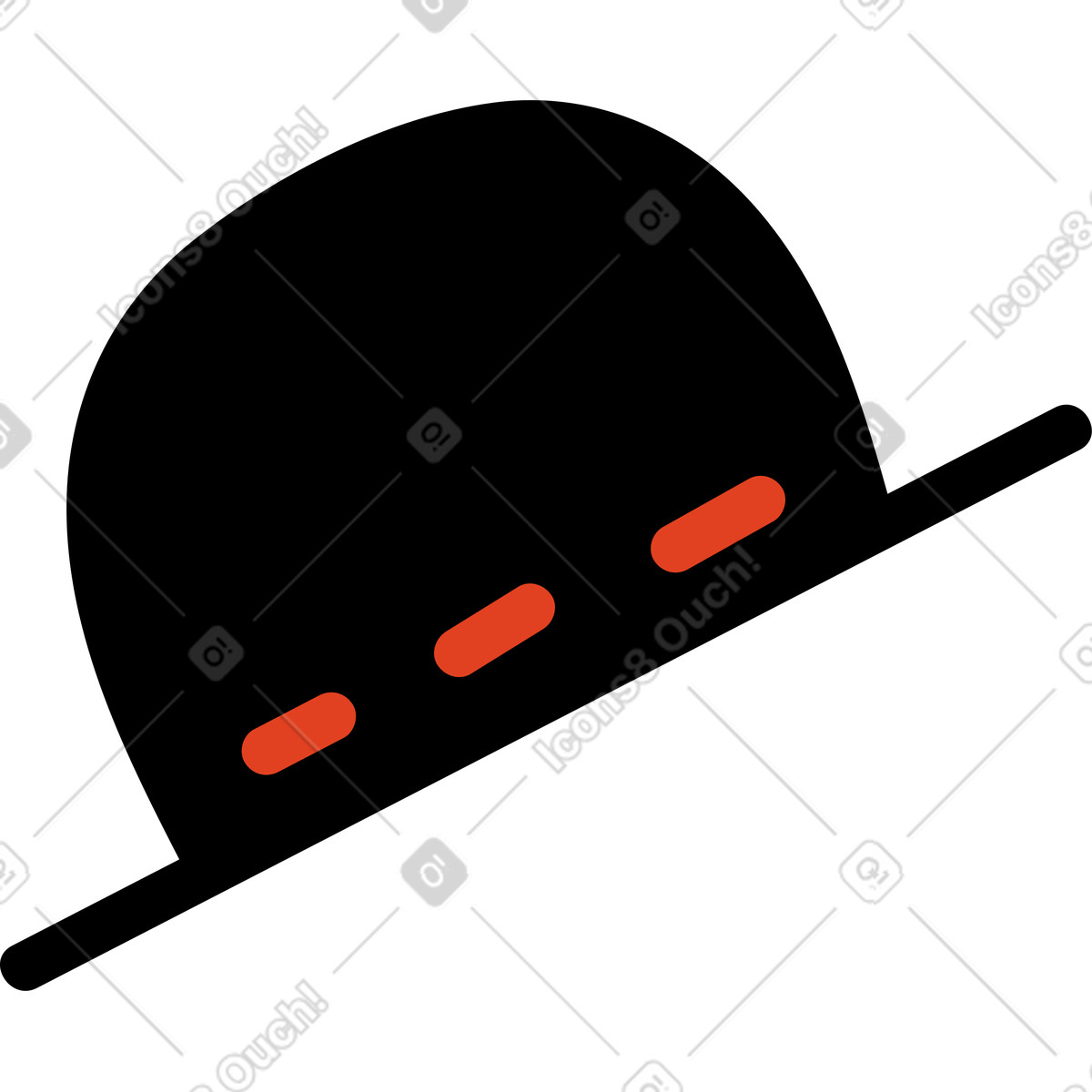 Ilustración Sombrero negro de ala recta con cinta roja en estilo Jelly a descargar en PNG y SVG