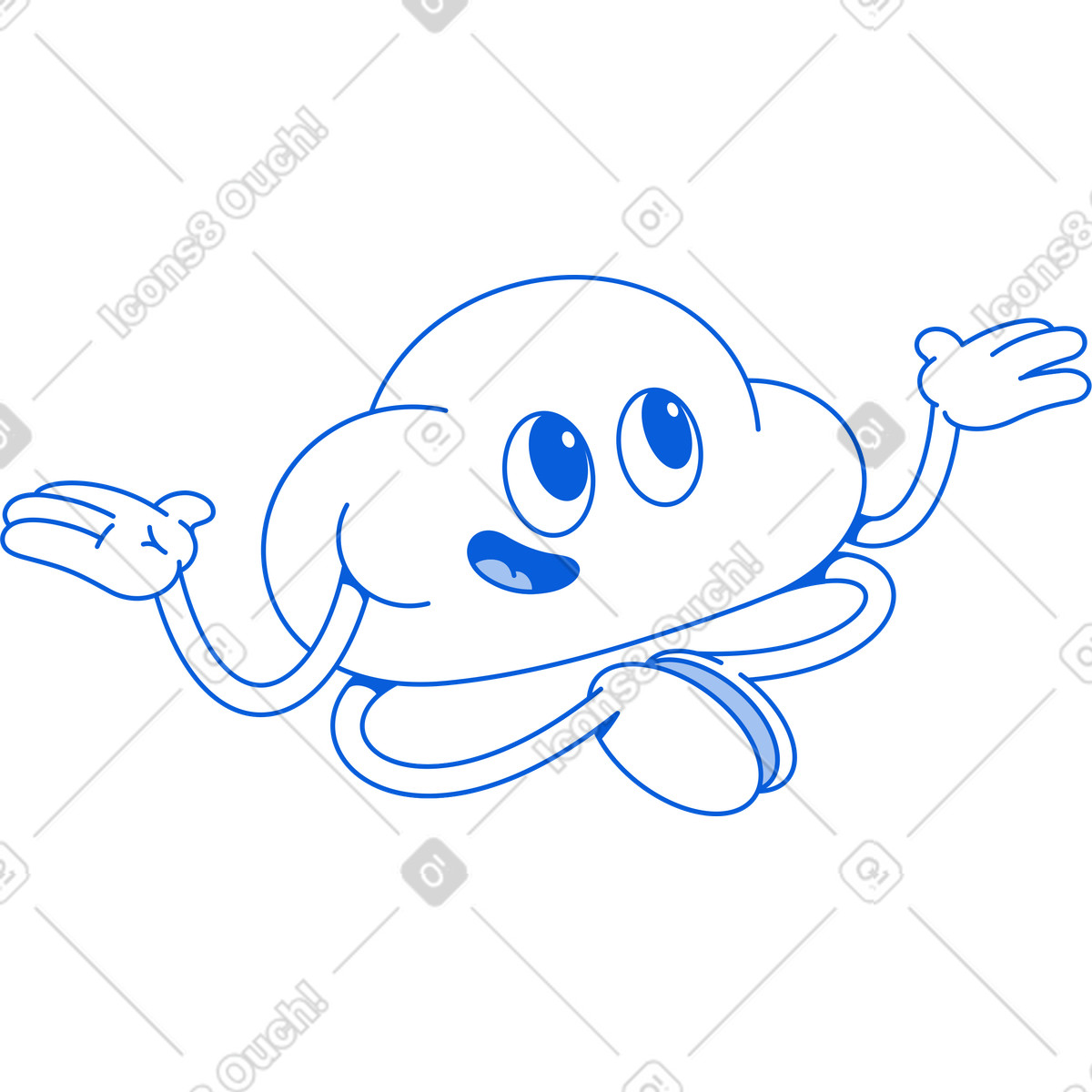 Ilustração de Nuvem com as mãos levantadas em no estilo Handy Line para baixar em PNG, SVG