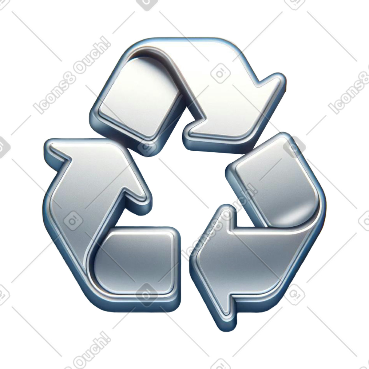 크롬 재활용 아이콘 illustration in Chromed style download in PNG, SVG