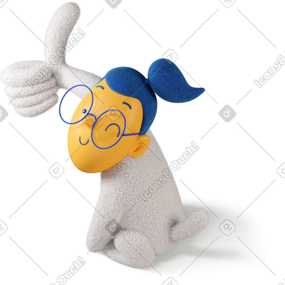 Ammiccante ragazza che mostra il pollice in alto a sinistra illustrazione stile 3D Buddy scarica PNG, SVG
