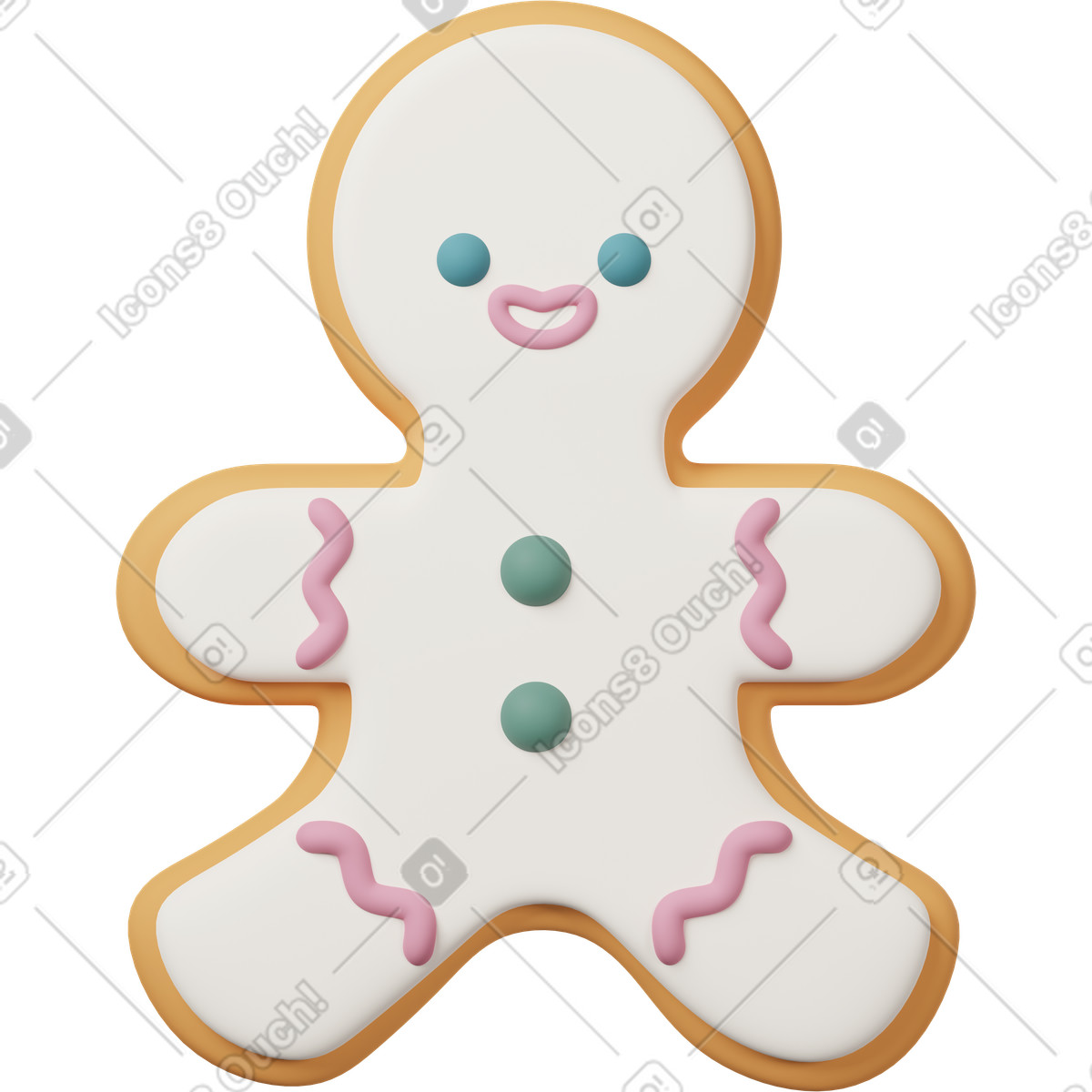 Ilustração de Gingerbread man cookie with white glaze em no estilo 3D Casual life para baixar em PNG, SVG