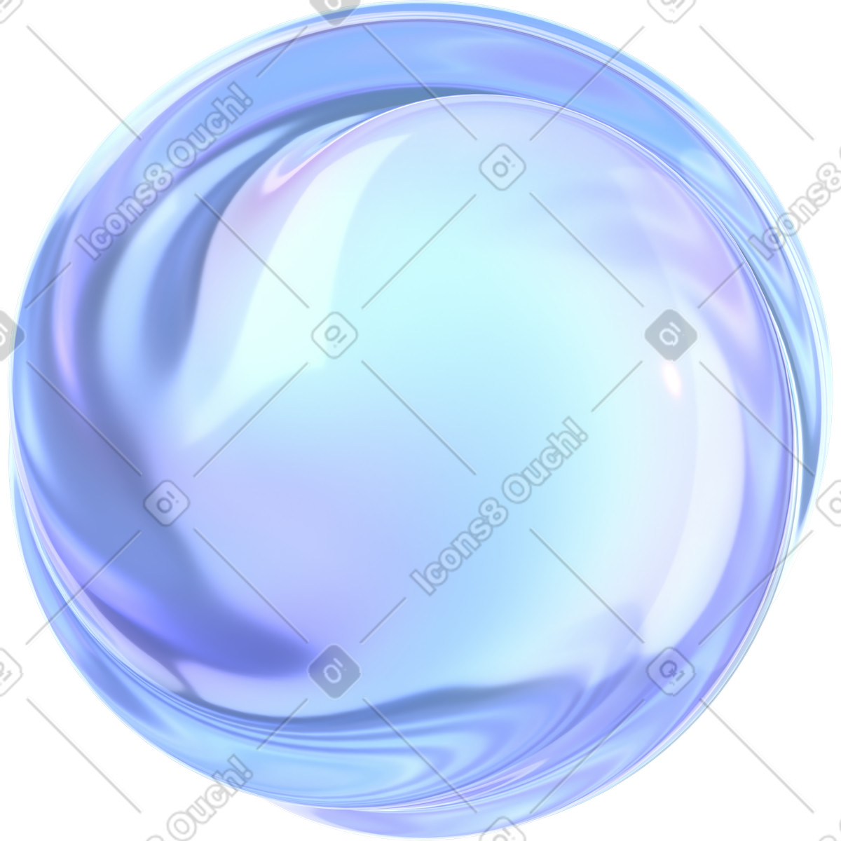 Liquid glass sphere with iridescent colors and reflections illustration in 3D Glassy style download in PNG, SVG