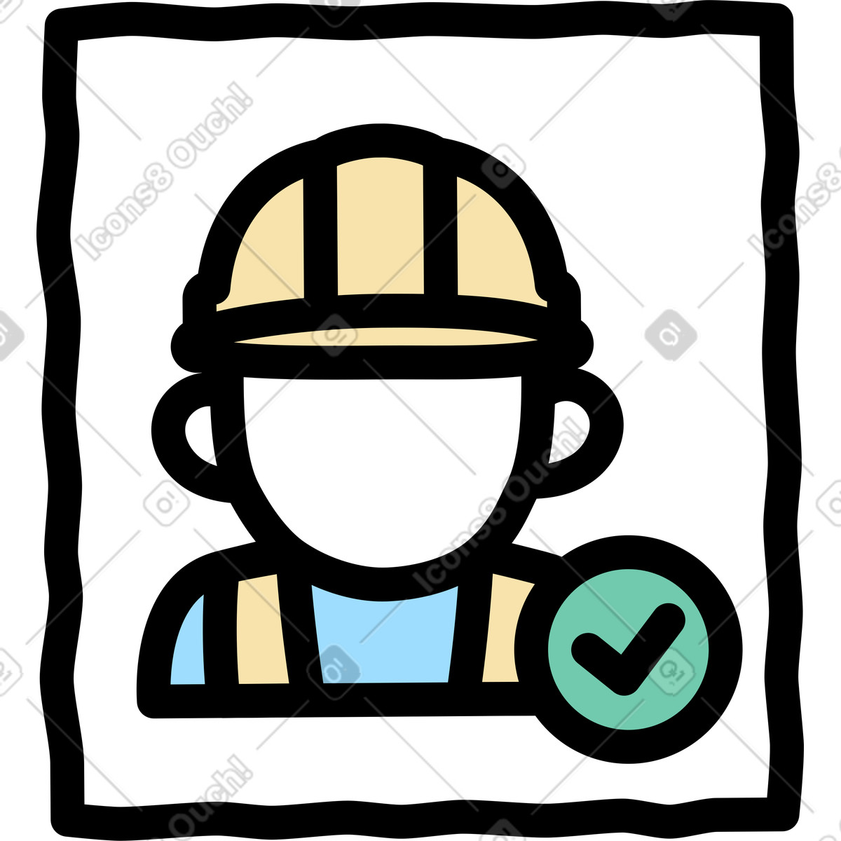Ilustración Trabajador en un icono de casco estilo Notes a descargar PNG y SVG