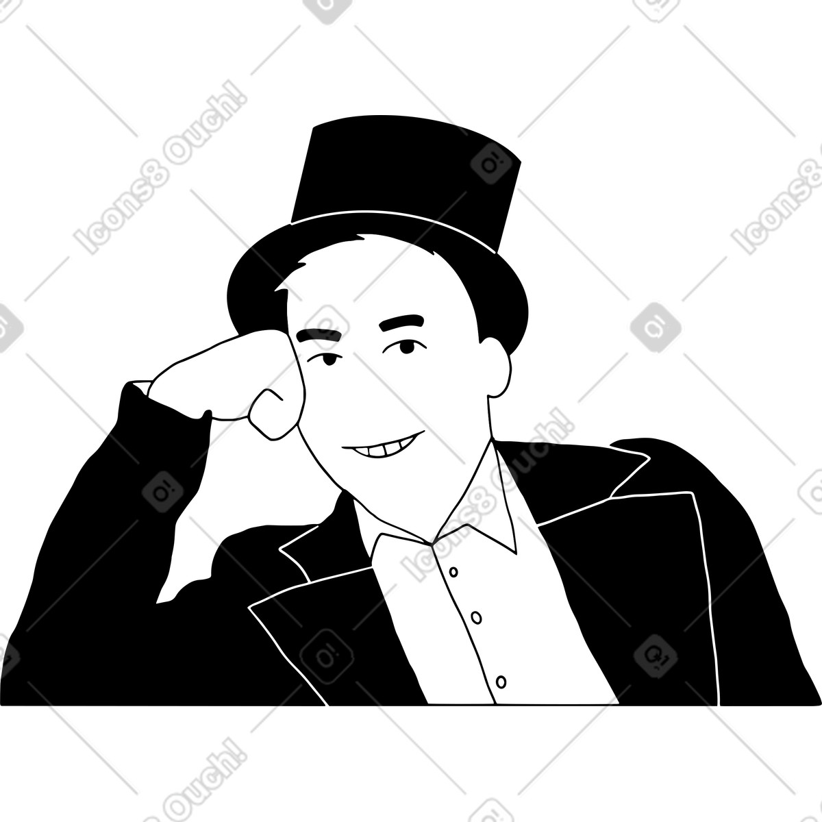 下载 Dudes 风格的 戴高顶礼帽的绅士 插画，支持 PNG、SVG 格式