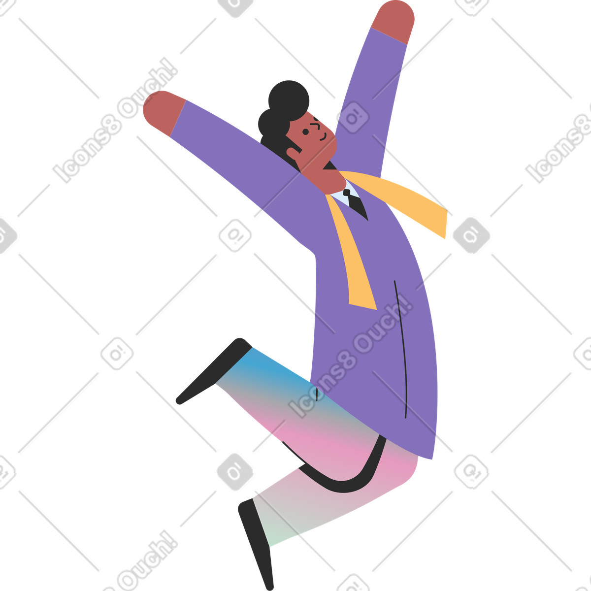 Man in coat raised his hands up illustration Marginalia style download PNG, SVG