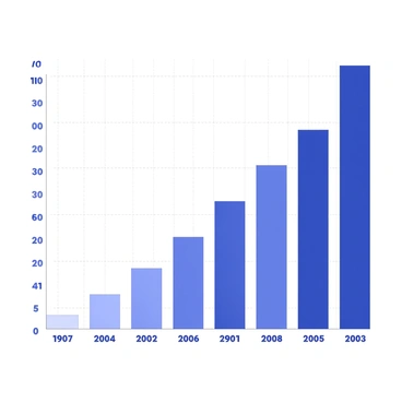 A simple bar chart is presented, illustrating the rise and fall of carbon dioxide levels over the years. The chart features vertical bars of varying heights, each representing annual carbon dioxide concentrations. The bars are labeled with specific years along the horizontal axis, clearly indicating the timeline. The vertical axis is marked with numerical values that correspond to carbon dioxide levels. A grid pattern is visible in the background, aiding in the readability of the chart. Each bar stands in stark contrast to the background, emphasizing the fluctuations in carbon dioxide levels over the selected years.