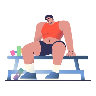 A person with a toned physique is positioned on a gym bench performing a hip thrust. Their core muscles are prominently engaged, showcasing the definition of the abdominal and oblique muscles. The individual has short black hair and is wearing a fitted, sleeveless red top and black workout shorts. Their feet are planted firmly on the ground, with knees bent at a 90-degree angle. The background features gym equipment, such as weights and a resistance band, emphasizing the workout environment. The person's expression reflects concentration and determination as they maintain stability during the exercise.