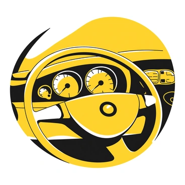 A close-up view of a car dashboard, with a focus on the anti-theft system light that is blinking. The dashboard features various gauges, including a speedometer and fuel gauge, all illuminated with clear markings. The steering wheel is partially visible, with buttons and controls clearly defined. The interior of the car is sleek, with a minimalist design emphasizing the modern technology present. There is a sense of alertness conveyed by the blinking light in the center of the dashboard.
