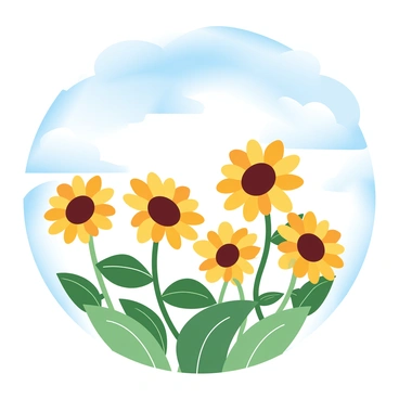 A wide view of a field filled with blooming sunflowers under a blue sky.