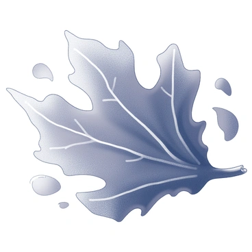 A fig leaf with a distinct shape, featuring deep lobes and jagged edges. The leaf is prominently displayed, showcasing its textured surface with visible veins. Surrounding the leaf are abstract forms that mimic colorful brushstrokes, creating a sense of movement and energy around the leaf. The overall composition emphasizes the natural beauty and intricate details of the fig leaf itself.