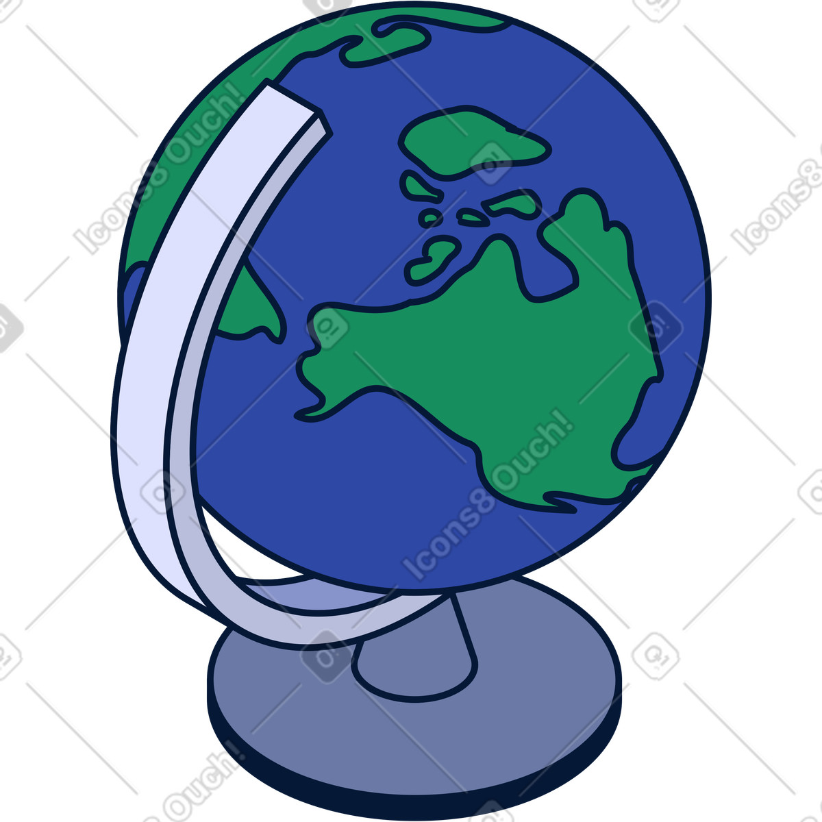 Globe illustration featuring a detailed clipart representation in PNG SVG