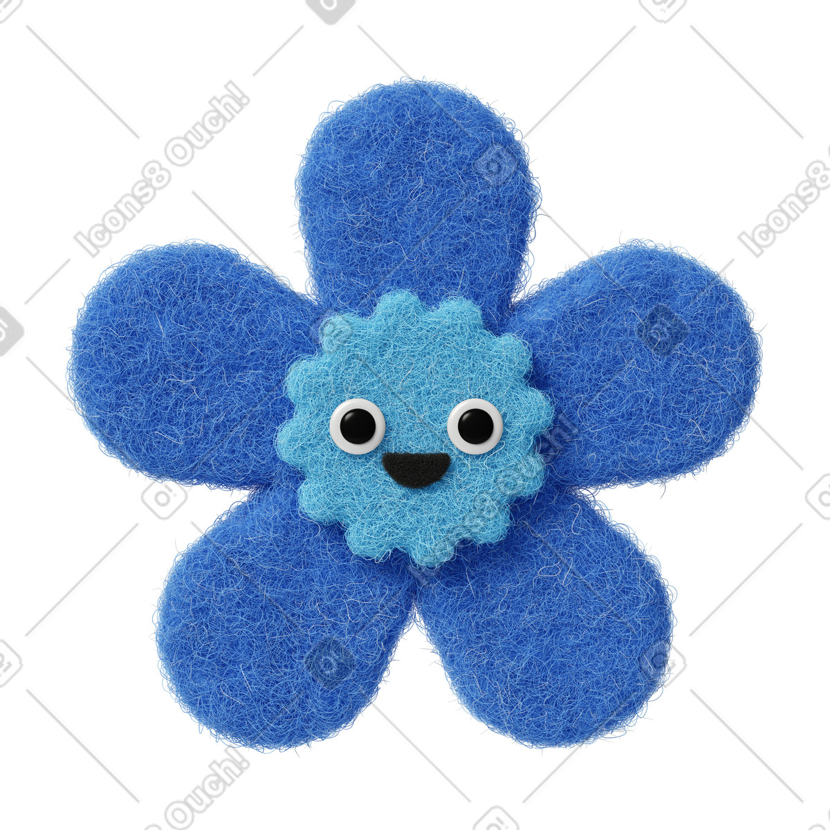 Süße blaue blume-Illustration im Fuzzy-Stil als Download in PNG, SVG