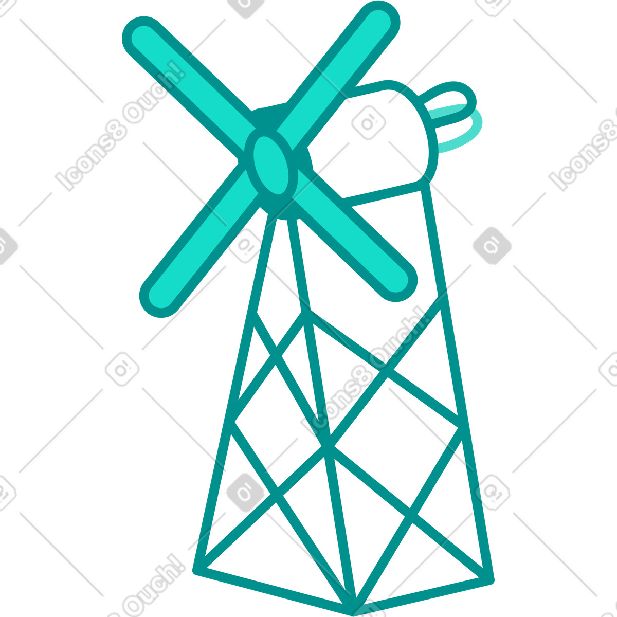 Windmühle-Illustration im Natty-Stil als Download in PNG, SVG