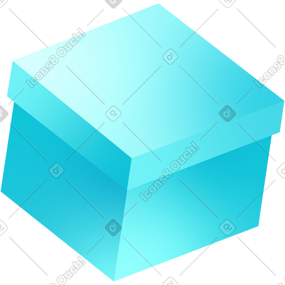 Blue box illustration in Glare style download in PNG, SVG