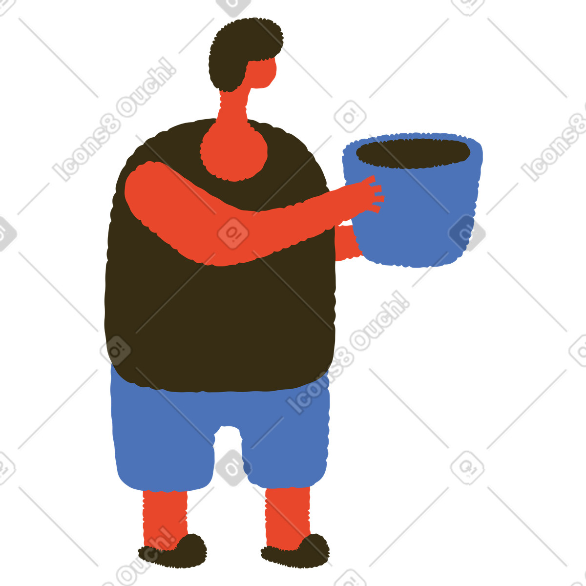 Illustration Homme avec seau dans le style Bermuda à télécharger aux formats PNG, SVG