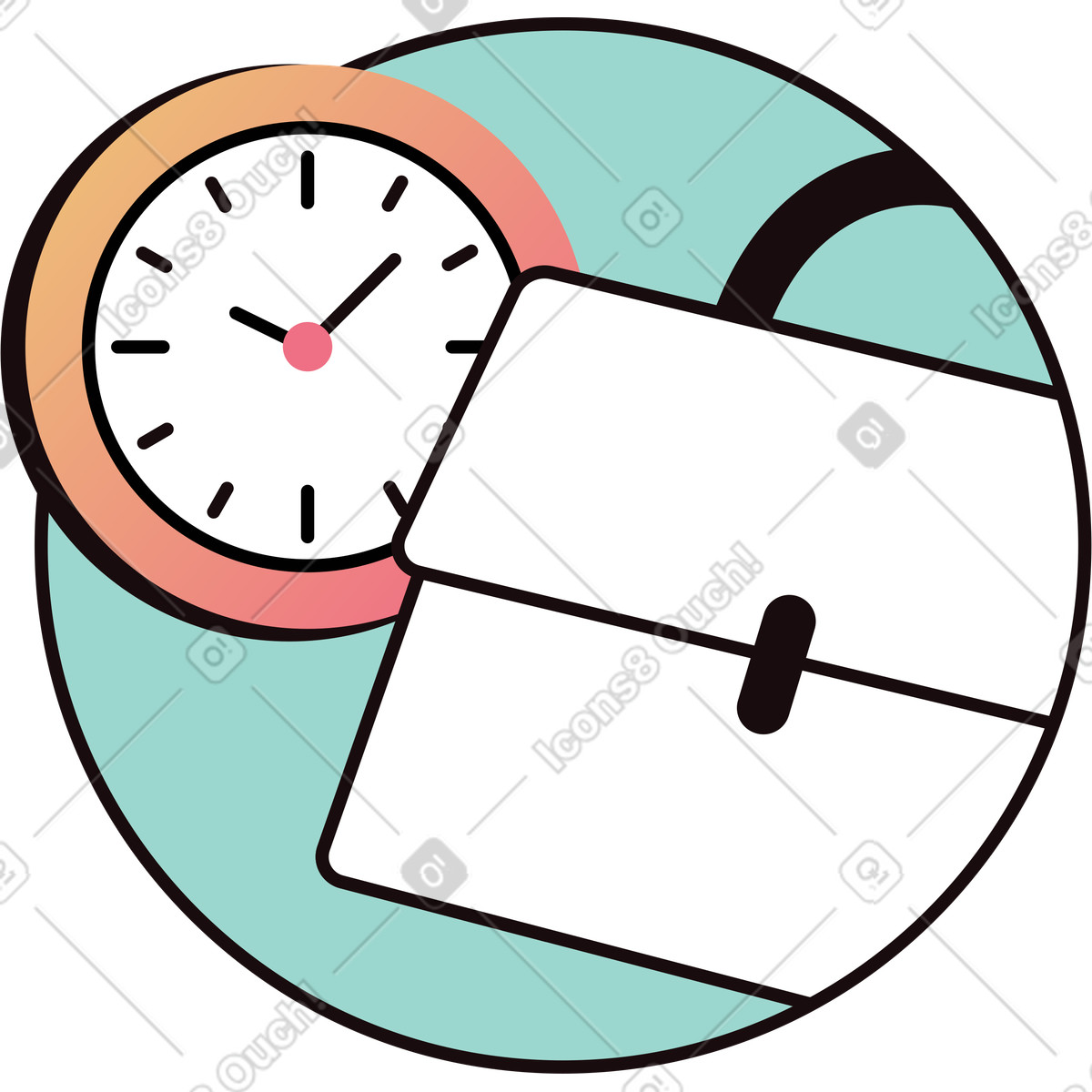 Clock and briefcase icon illustration in Delight style download in PNG, SVG