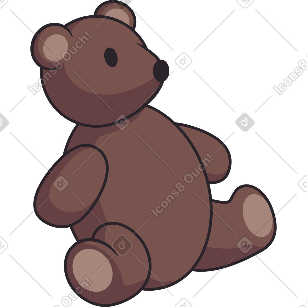 Sitting bear toy illustration in Eastwood style download in PNG, SVG