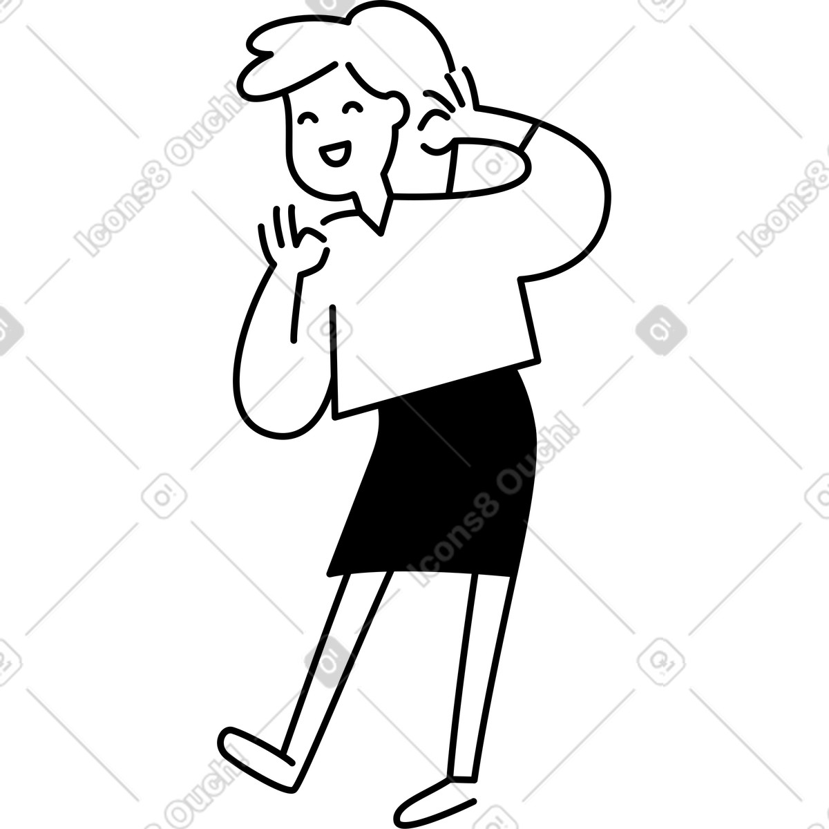 Иллюстрация Character making okay hand gesture and smiling with closed eyes в стиле Notion Line Art — скачать в форматах PNG, SVG