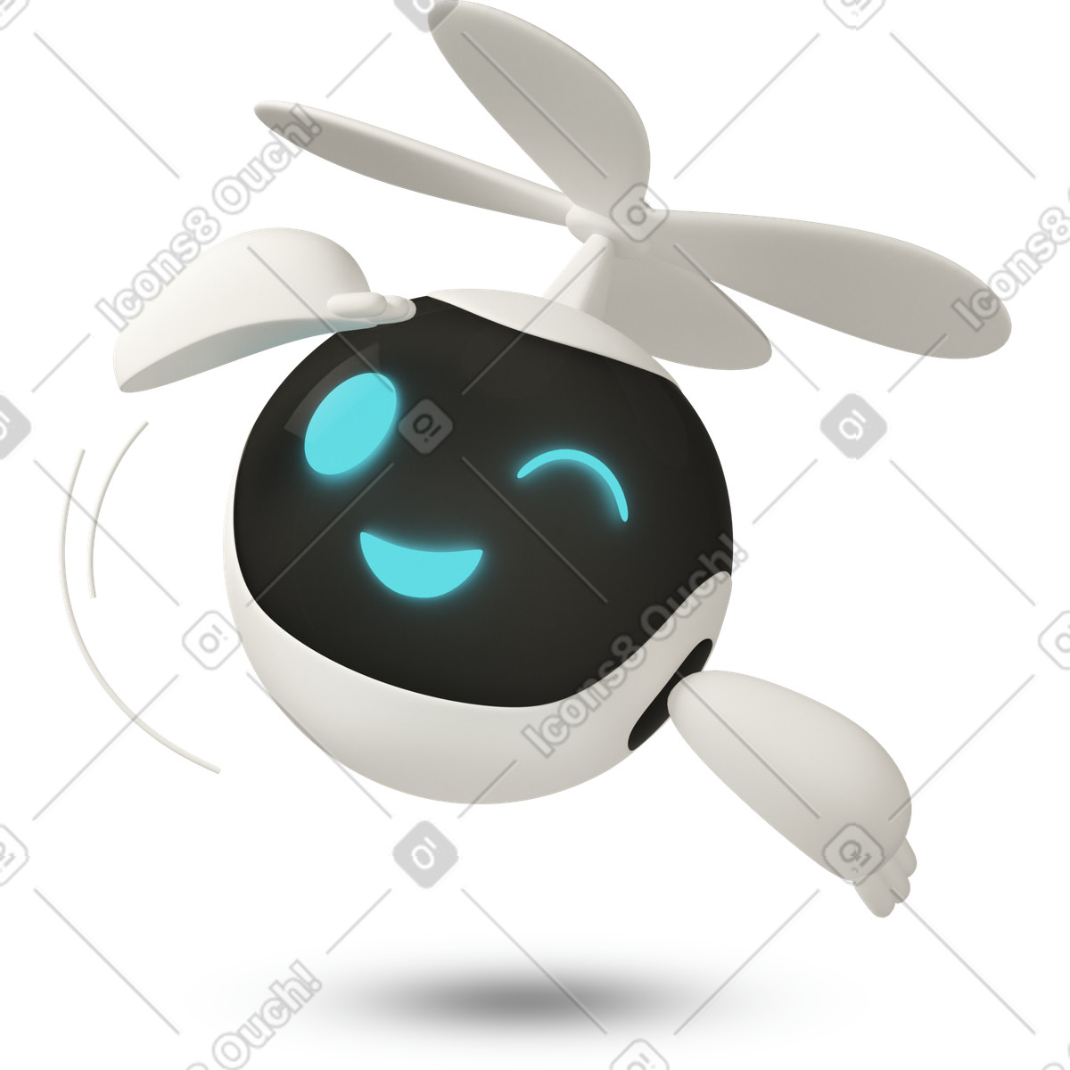 Ilustración Robot de reparto volador con hélice, envío y logística autónomos en estilo 3D Casual life a descargar en PNG SVG
