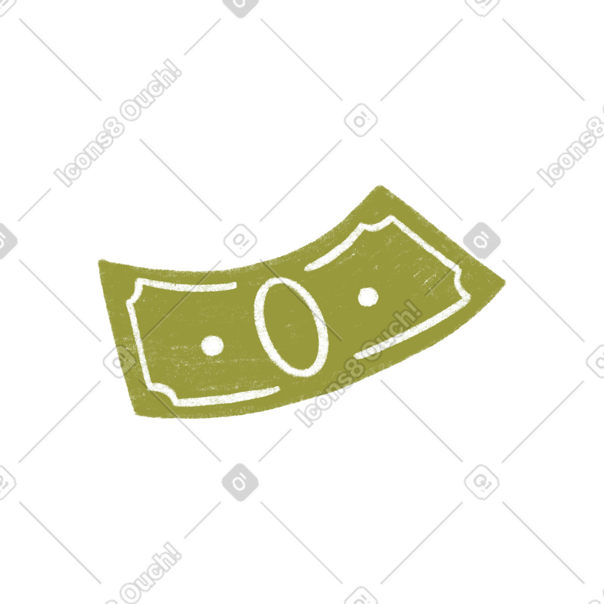 Green banknote illustration in Tutti style download in PNG, SVG