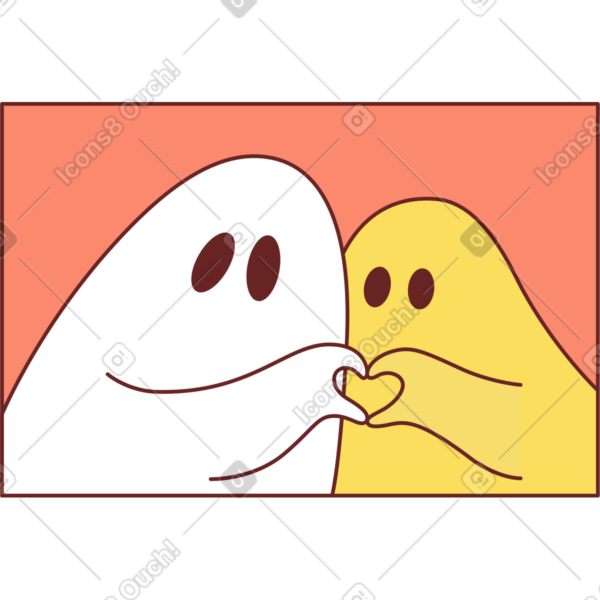 Rahmen mit geistern-Illustration im Storyline-Stil als Download in PNG, SVG