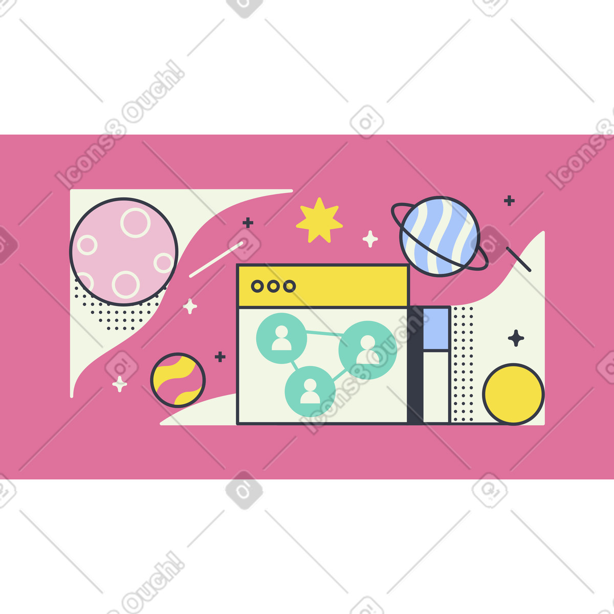 Open space animated illustration in GIF, Lottie (JSON), AE