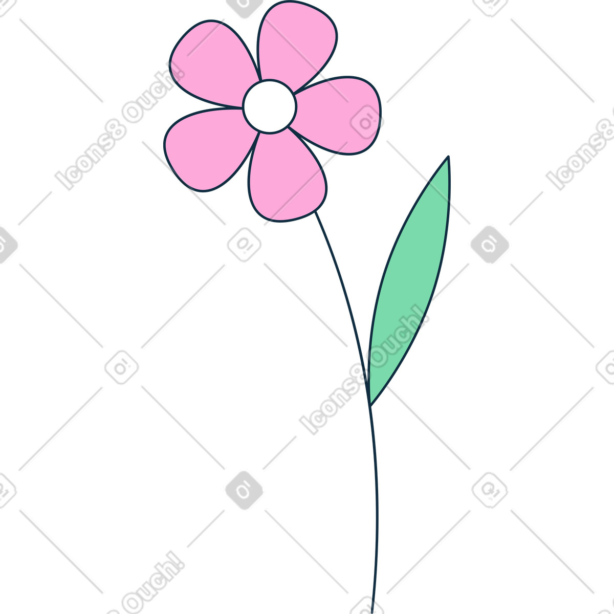 Pinke blume-Illustration im Bubble gum-Stil als Download in PNG, SVG
