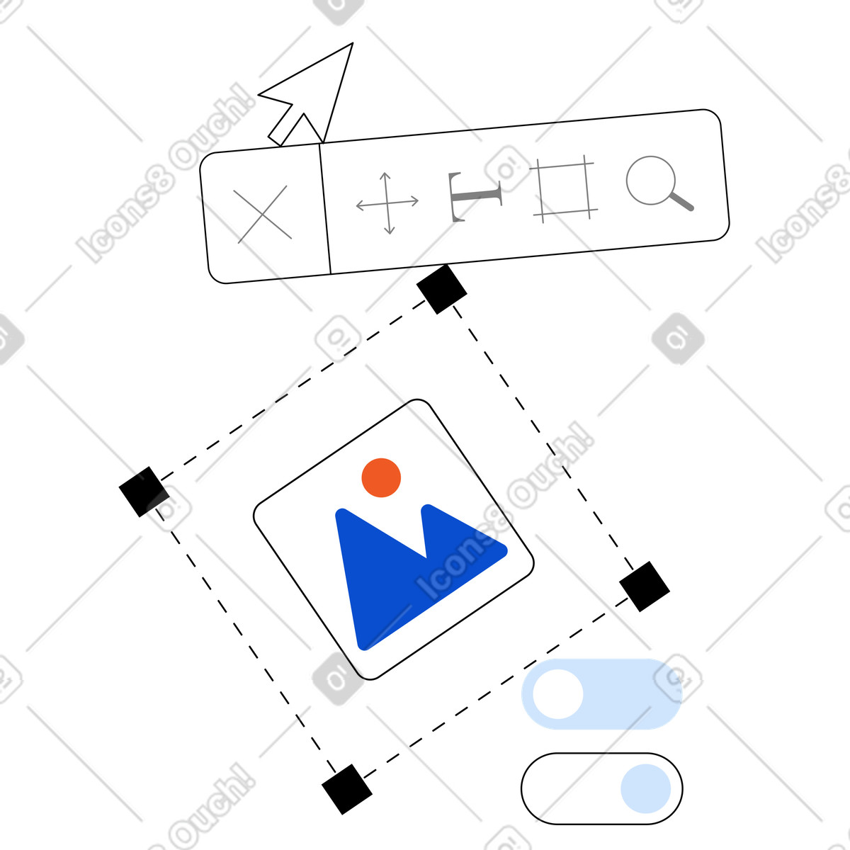 Ilustração animada de Desenvolvimento da interface do aplicativo em no estilo Tiny para baixar em GIF, Lottie (JSON), AE