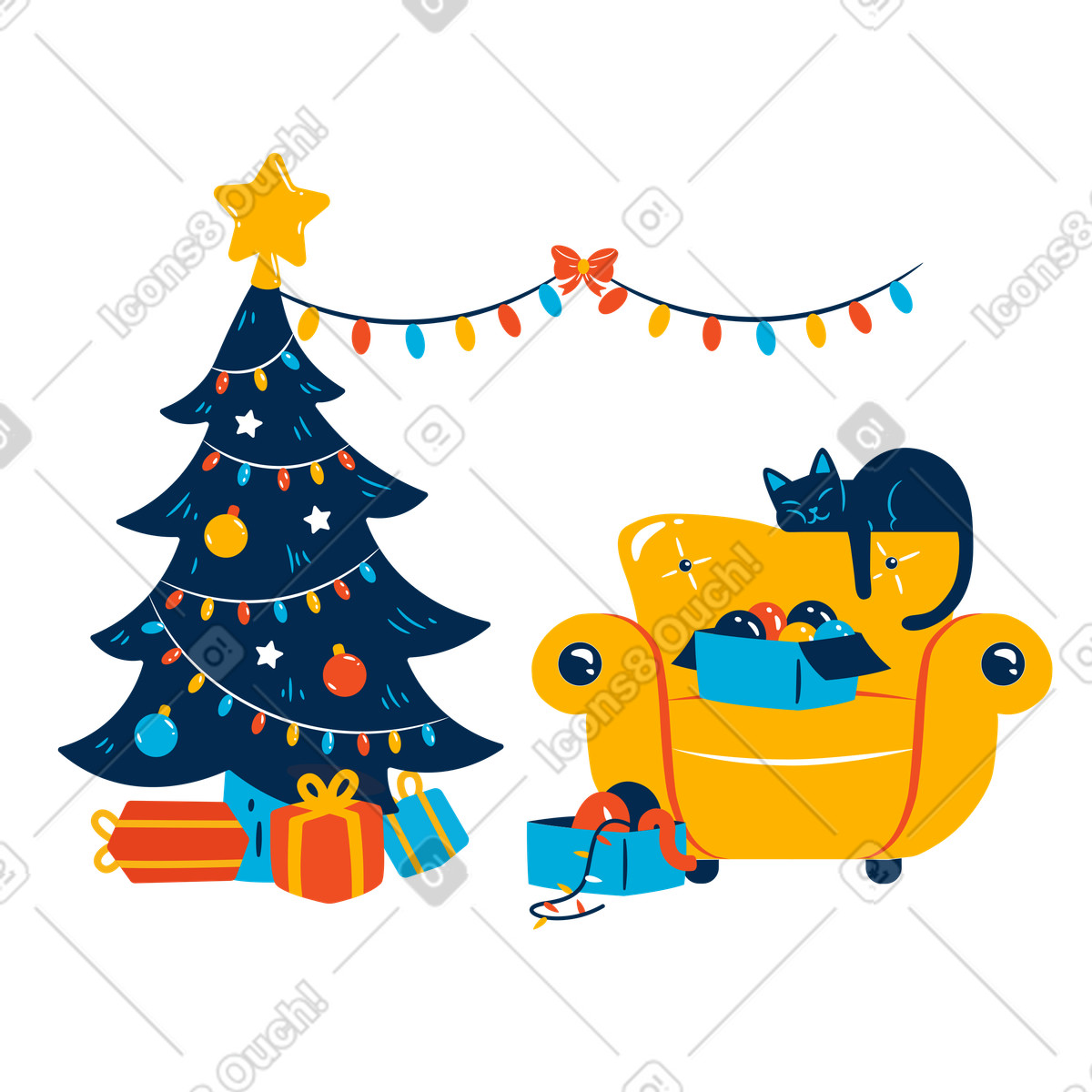 Ilustração de Véspera natal em ambiente aconchegante no estilo Flame para baixar PNG, SVG