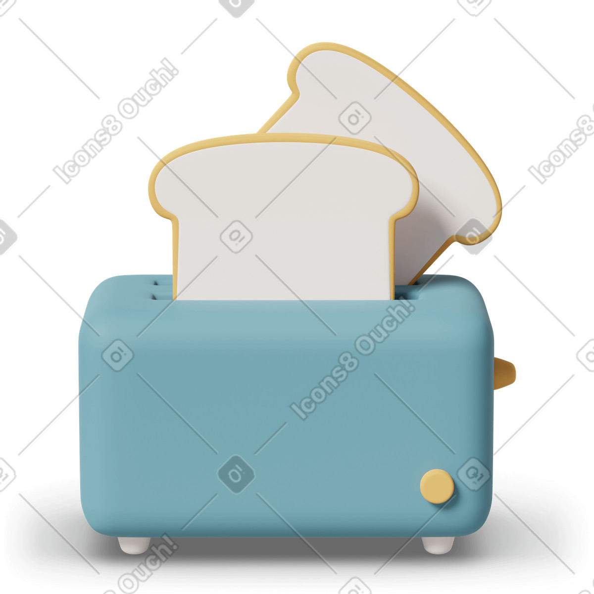 Blue toaster with bread illustration in 3D Casual life style download in PNG, SVG