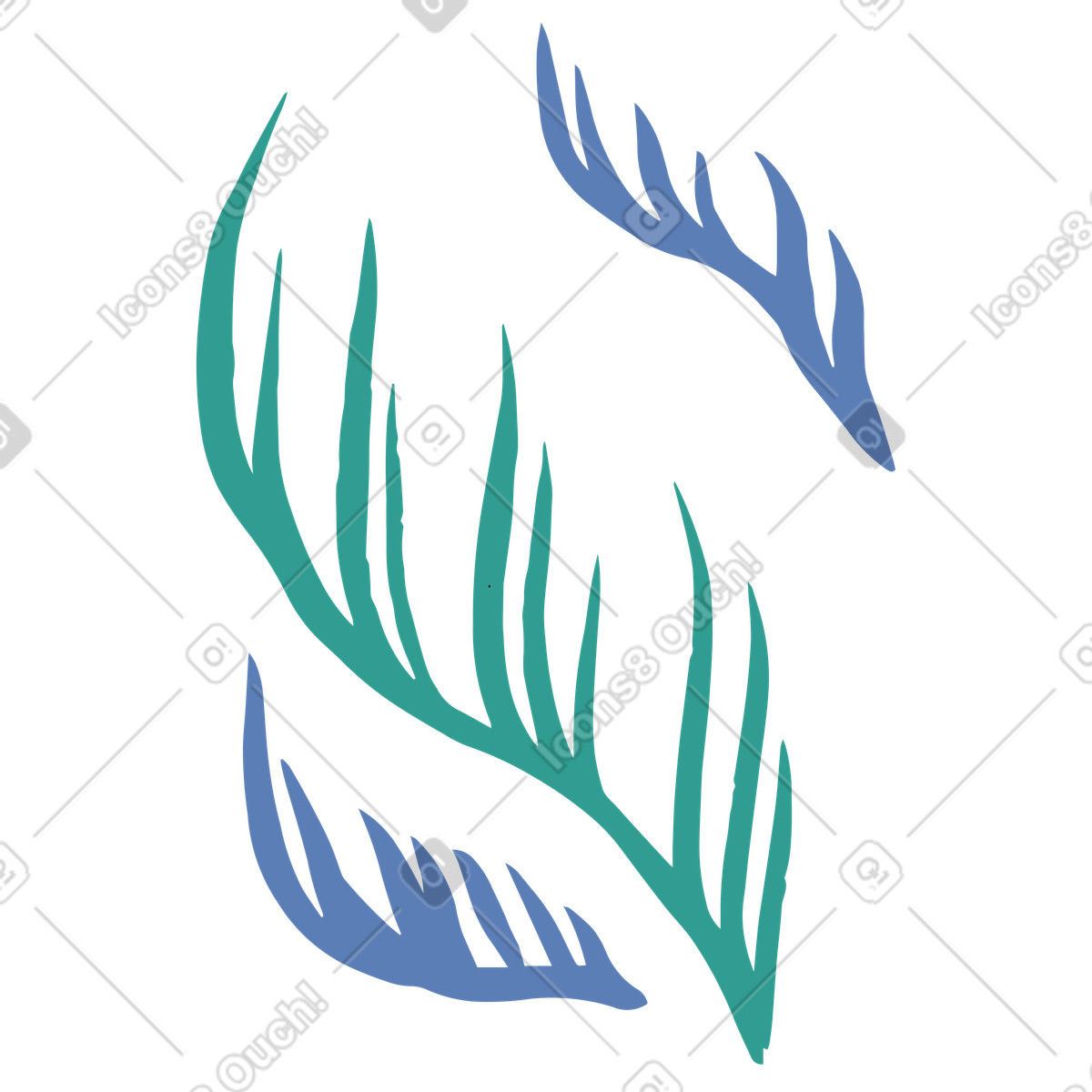 Ilustración Tres algas multicolores en estilo Scandi a descargar en PNG y SVG