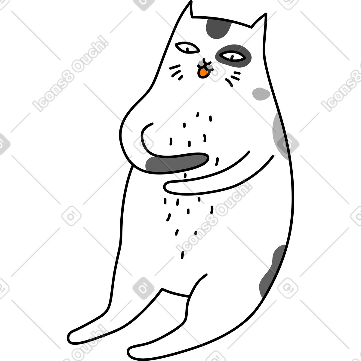 Happy cat illustration in Purr style download in PNG, SVG