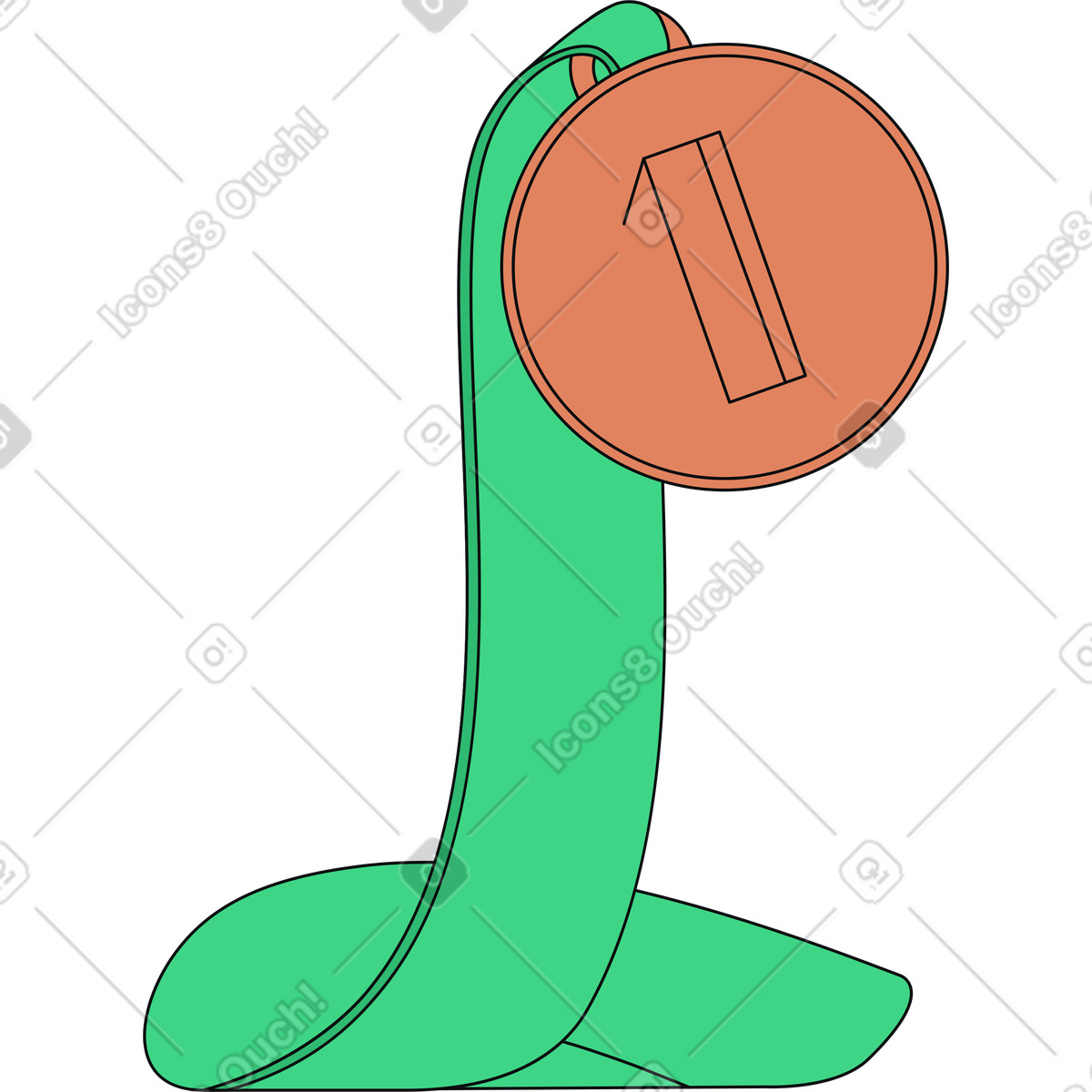 Medal with ribbon illustration in Teko style download in PNG, SVG