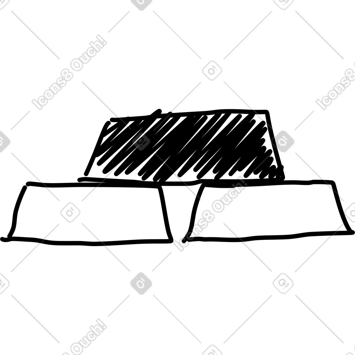 Ilustración Gold bars stack hand drawn doodle wealth investment symbol en estilo Rondy Stickers a descargar en PNG y SVG