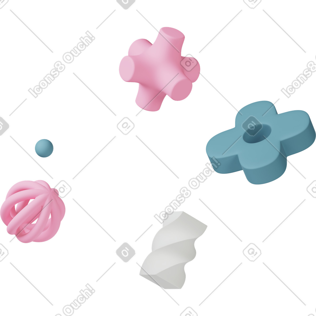 3D Casual life スタイルの Abstract shapes floating in air のイラストをPNG、SVG形式でダウンロード