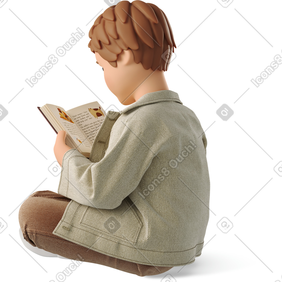 Ragazzino con un libro illustrazione in stile 3D Business scarica in PNG, SVG