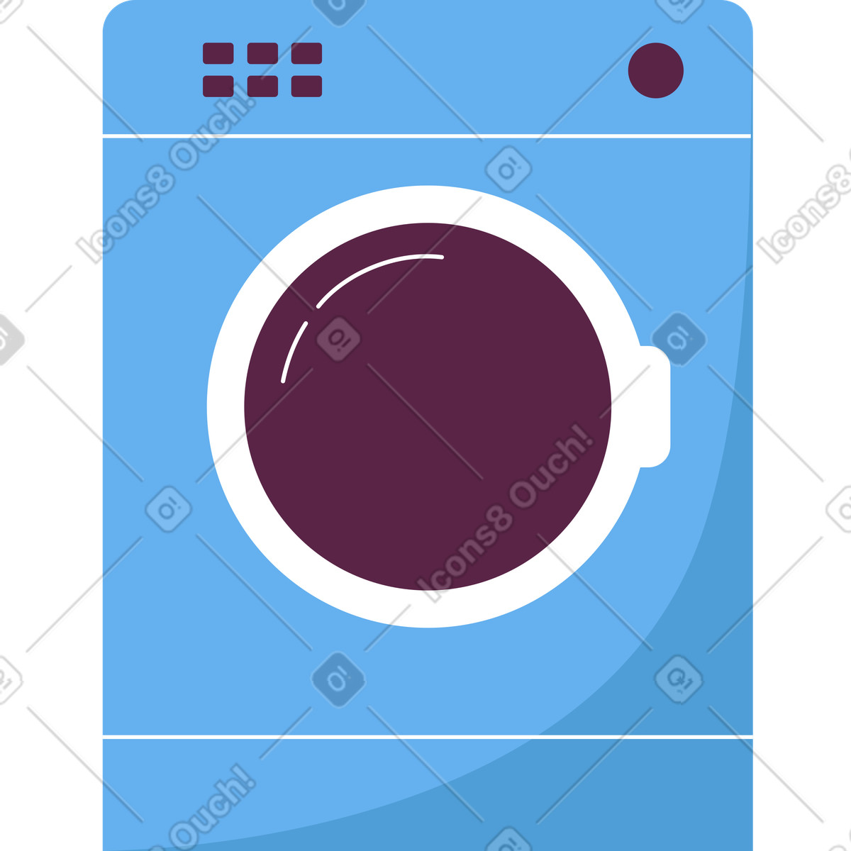 Illustration Machine à laver bleue dans le style Sammy télécharger aux formats PNG, SVG