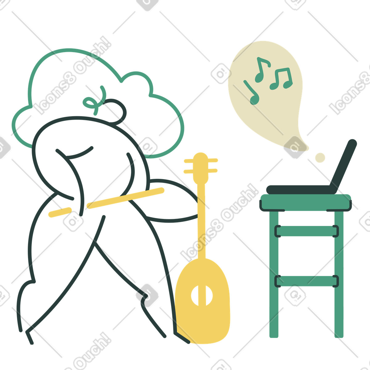 Violin online course illustration in Macaroni style download in PNG, SVG