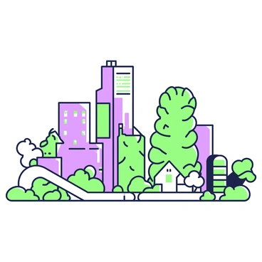 A tiny cityscape is formed by various micro-organisms, meticulously arranged to mimic buildings and streets. The structures are composed of different shapes and sizes, resembling towers and homes with intricate details. Under the microscope, the organisms display distinct textures and contours, contributing to the illusion of a bustling urban environment. Some organisms are elongated like skyscrapers, while others are round and compact like houses. In the foreground, a few organic shapes connect, resembling pathways or roads within this miniature city. Each organism is vibrant and uniquely shaped, giving the scene a lively atmosphere.