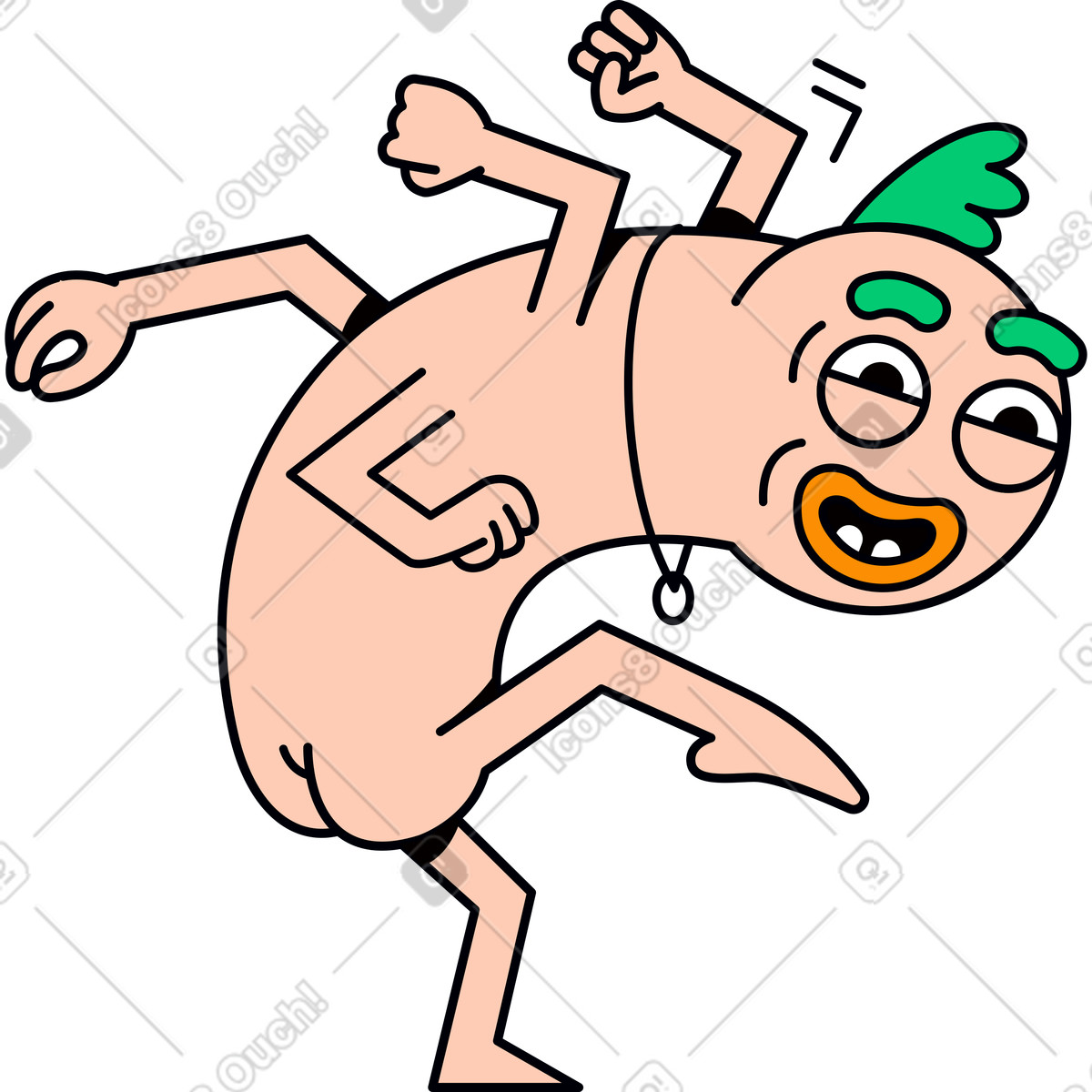 Nackter charakter mit vier armen-Illustration im Droll-Stil als Download in PNG, SVG